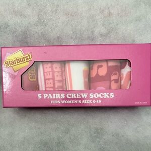 Starburst Pink and White Vibes Crew Socks, 5 Pair Set